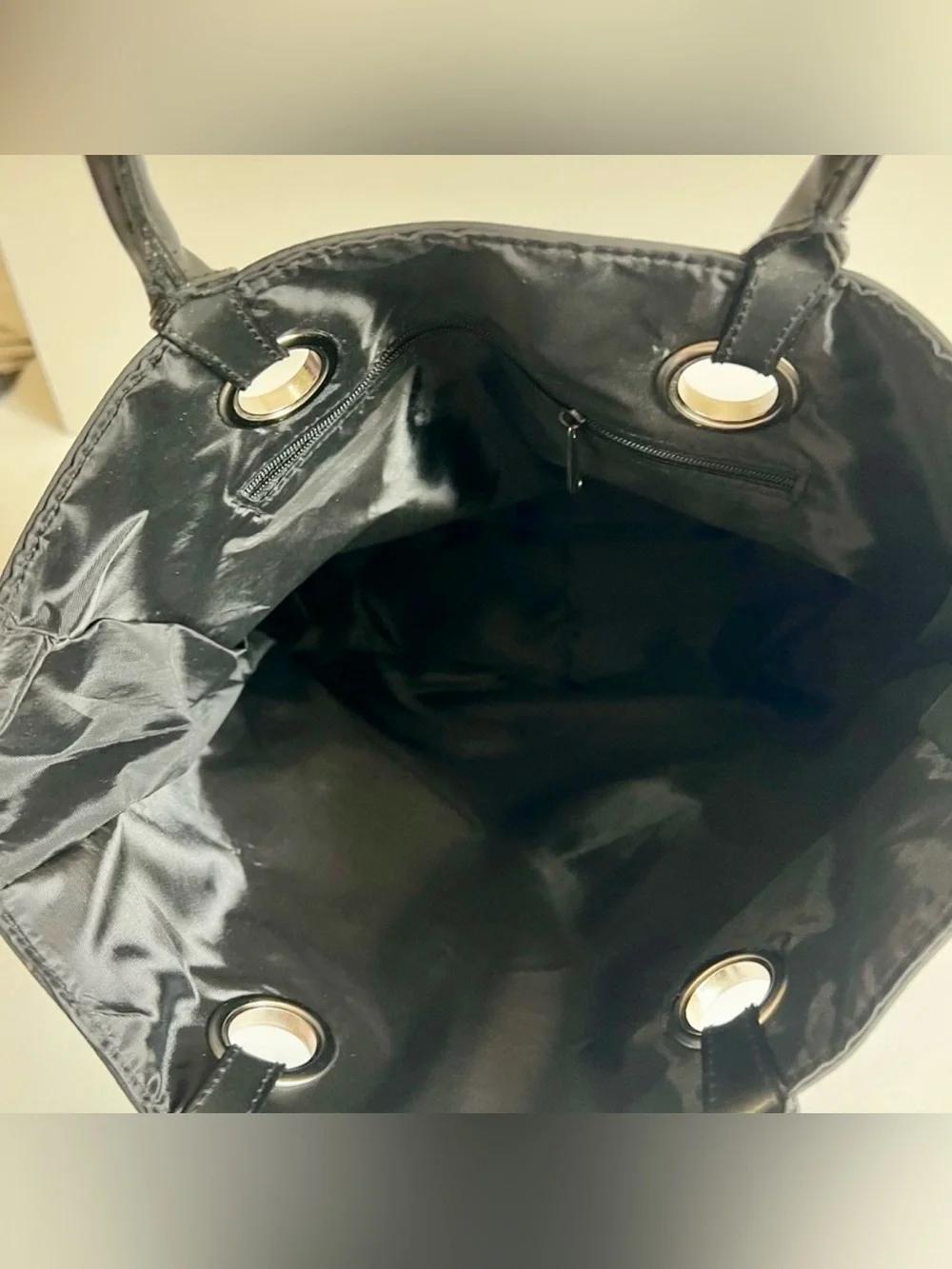 Kenneth Cole Black Nylon Tote with Signature Script, EUC,  12” H x 12”W